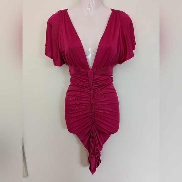 MARCIANO hot pink ruched dress xs - Picture 4 of 9